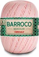 Barbante Barroco Maxcolor Fio 6 400g 452m Círculo Algodão Crochê Tricô Artesanato Tapetes (3346 - SUSPIRO)