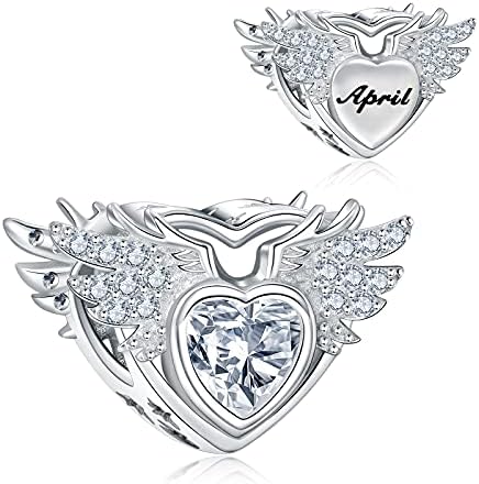 NINGAN Birthstone Openwork Heart Bead Charms 925 Sterling Silver Fits European Charm Bracelets Necklaces