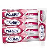 Super Poligrip Original Denture Adhesive Cream, Zinc Free Denture Cream for Dentures - 2.4 Ounces (Pack of 4)