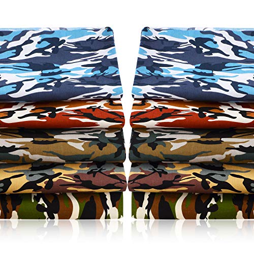 10 Piezas Tela Estampada Camouflage Grande 18,8 x 18,8 Pulgadas/ 48 x 48 cm Tela de Algodón de Acolchado Patchwork para Manualidades Scrapbooking (Camuflaje Clásico)