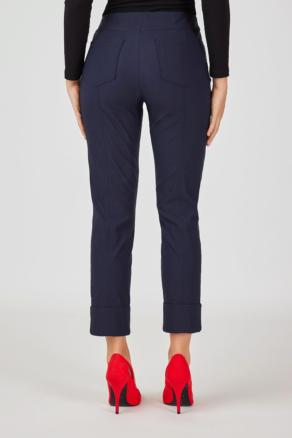 Robell Style Bella 09 Damenhose in Kurzgröße, hohe Taille, Bengaline-Stoff