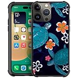Goodsprout Compatible with iPhone 13 Mini Case,Turtle and Flowers Amazing Pattern Design Shockproof Anti-Scratch Hard PC Back Case for iPhone 13 Mini