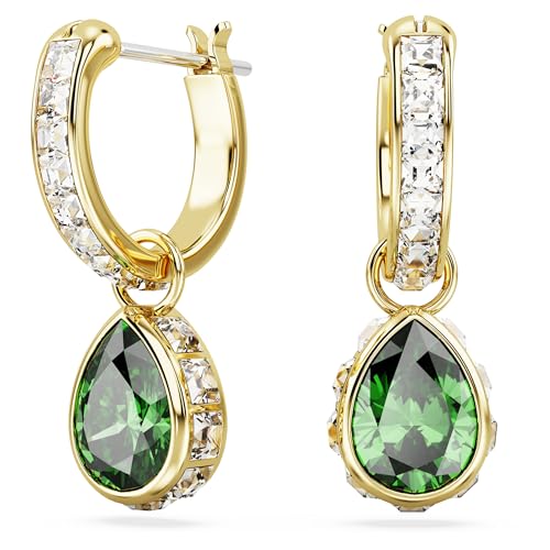 Swarovski Stilla Orecchini Pendenti, Con Cristalli E Zirconiaswarovski Dal Taglio A Goccia, Placcatura In Tonalità Oro, Verde