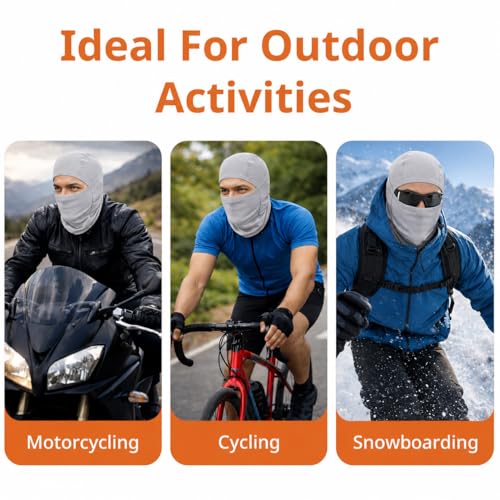 Image of FOVERA Full Face Helmet Mask for Bikers - UV Protection Balaclava for Men & Women - Breathable Head Cover for Sun, Dust & Pollution - Under Helmet Liner for Riding (Mix)