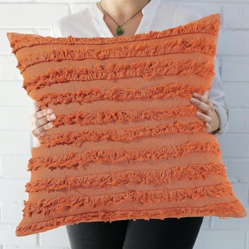 Image of TODY Cotton Cushion Cover 18 inch x 18 inch Set of 2 | 100% Cotton 18x18 inch Cushion Covers | Boho 1818 Cushion Cover for Sofa | Throw Pillow Cover 45 x 45cm