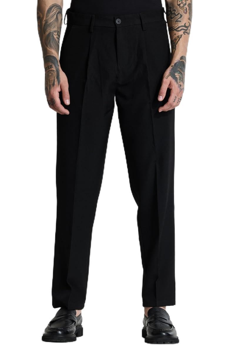 snitch Men Formal Trousers | Regular Fit Pleated Front with Turned-Up Hem | Polyester Blend & Medium Stretch Fabric for Office & Winter Wear-picture-51