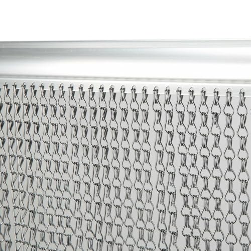 90cm x 210cm Premium Aluminium Fly Screen Chain Curtain - Heavy Duty Insect Door Screen for Restaurants Homes & Shops - Adjustable Metal Fly Curtain(Grey)