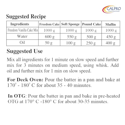 Image of Freedom Vanilla Cake Mix :Sugar Free, Egg Free Premix Cake In Second, ! High Protein ! Melt-In-Mouth -100% Vegetarian :Muffins & Pound Cakes: Mix 1KG