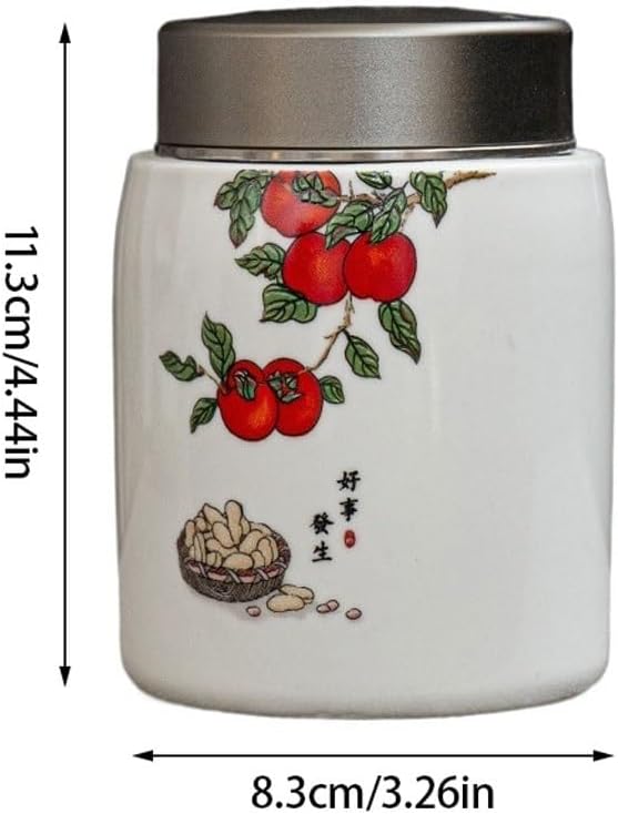 SONGCHAO Sugar Jar Household Kung Fu Tea Set Chinese Ceramic Tea Jar Living Room Snack Jar Candy Jar Travel Storage Jar Tea Canister