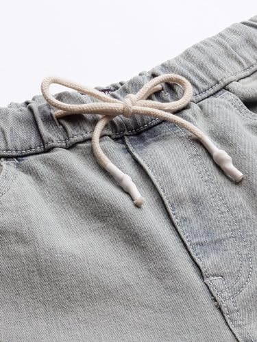 Image of The Indian Garage Co Men Slim Fit Solid Mid-Rise Stretchable Denim Joggers