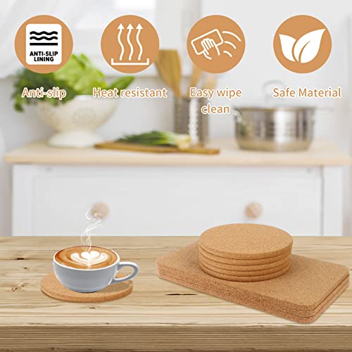 37Yimu 9 Pack Cork Trivet Set Heat-Resistant Cork Mat High Density Thick Cork Coaster Hot Pads For Hot Pots,Pans,Dishes Multifunctional Cork Board For Table,Countertop,Kitchen (12×7 Inch,6.3 Inch) #TOP3