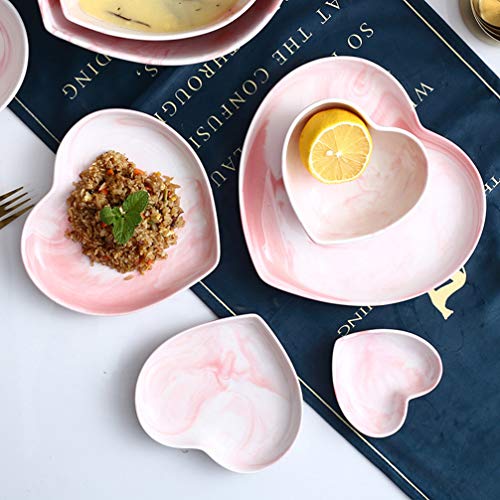 Zerodeko Ceramic Heart Shaped Salad Plate Pink Dinner Plates Dessert Plate Dinner Plates Heart Jewelry Dishes Stoarge Tray for Home Kitchen - Image 3