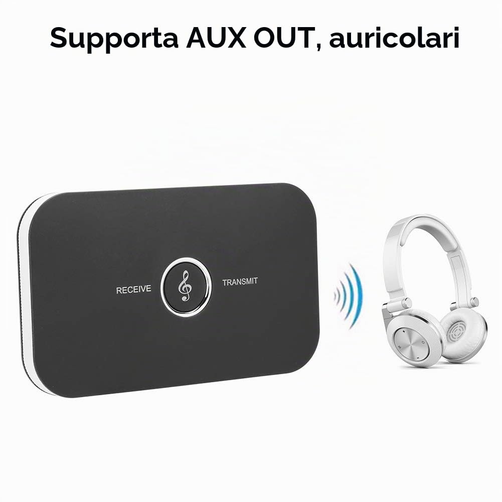 Trasmettitore/ricevitore Bluetooth, 2 in 1 Adattatore wireless Bluetooth A2DP Convertitore adattatore di assistenza da 3,5 mm per auricolare altoparlante del telefono, ecc