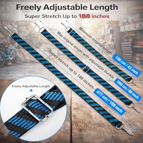 Image of Bungee Cord for Bike Luggage, Suit Cases & Car Luggage | Adjustable Length Bike Rope for Luggage with High Elasticity & Strength (Blue)