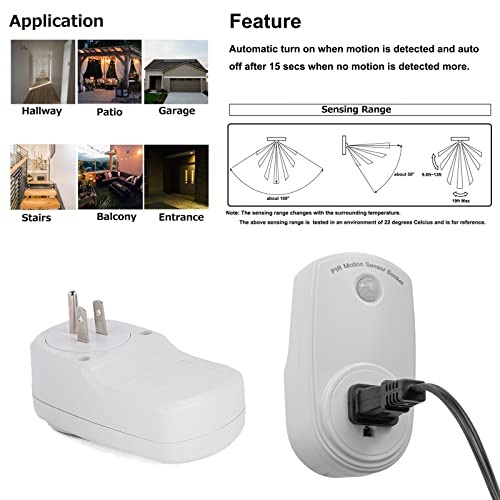 Image of Kiven Plug in Wall Lamp, PIR Motion Sensor Wall Sconce with 5.9ft Plug-in Cord, On /Off Switch, 1-Light Style Wall Lights Fixtures for Bedside Reading E26 Base
