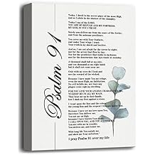 Psalms 91 Christian Canvas Wall Art, Spiritual Wall Decor Sign, Christian Gift Bible Quote Print Biblical Verses Scripture Baptism Gift, Christian Family Home or Office Decor 12x15
