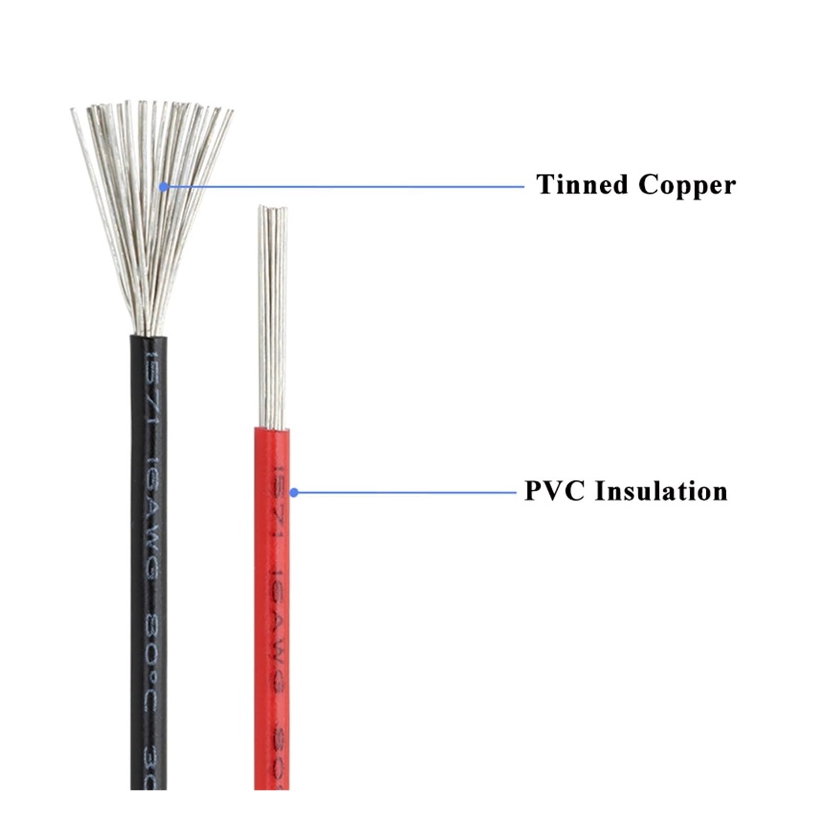 Cable electrónico de PVC UL1571 de 5/10/20/50/100/200m, Cable Flexible 24/22/20/18/16AWG, Cable de línea de Cobre estañado Aislado(Black 50m,20AWG)