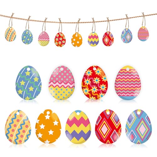 9 Stück Ostern dekorative Wandbehang, hölzerne Ostereier hängen, Frühling dekorative Wandbehang, Ostern dekorative Eier