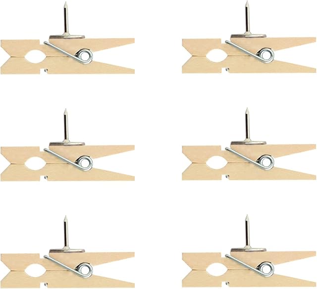 60 PCS Wooden Push Pin Clips for Crafts Photos,Push Pins with Wooden Clips