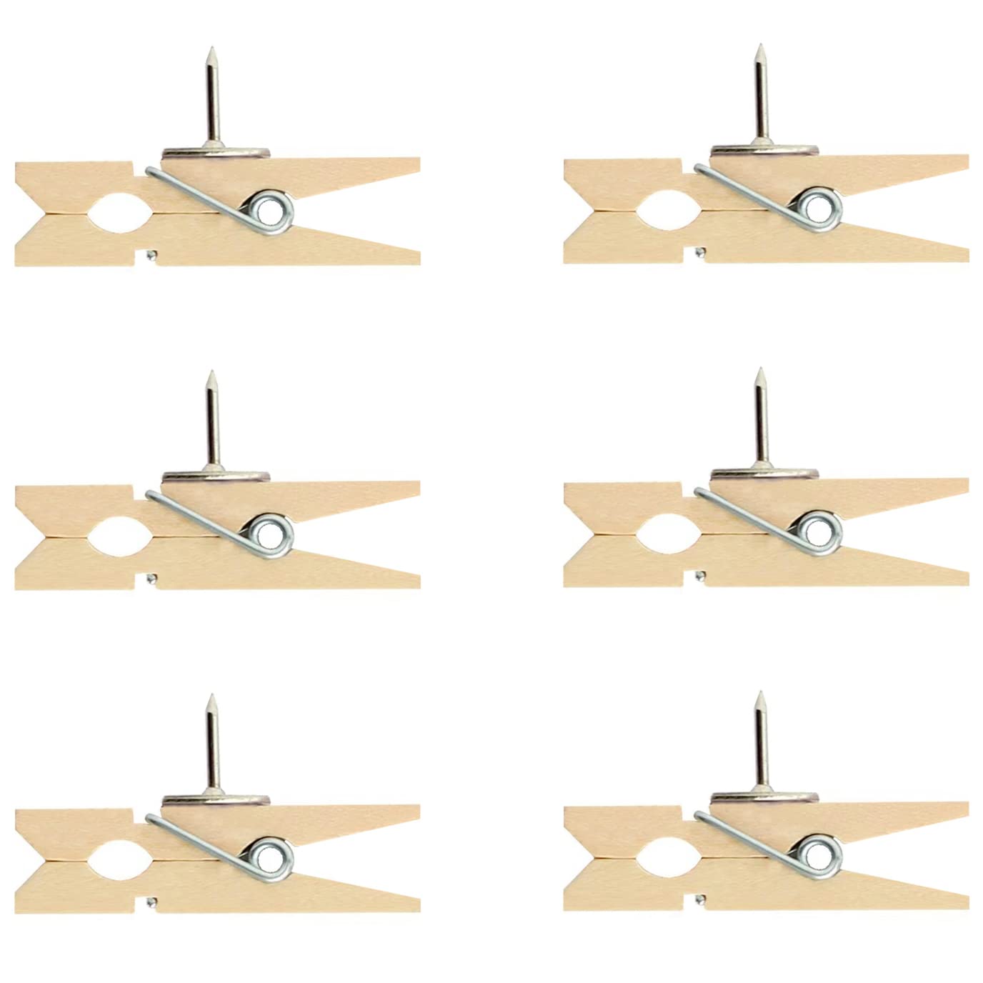 60 Clip In Legno Con Puntine | Per Foto E Decorazioni - Foto 4