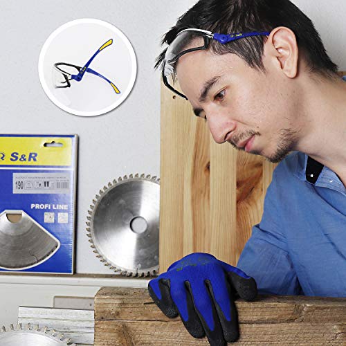 Foto von S&R Schutzbrillen Set, 2 bequeme Sicherheitsbrillen, COMFORT-Line, kratzfestes Polycarbonat, stoßfest, EN 166, verstellbare Bügel, transparent, EN 166, UV 400 Schutz, Schutzhülle, Tuch