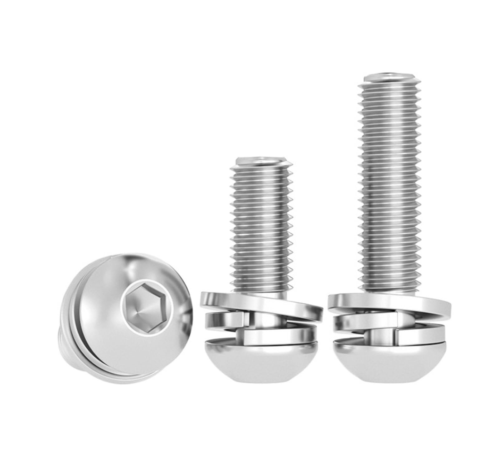 5-20 Sztuk Sześciokątne Gniazdo Śruba Z Łbem Walcowym Płaska Podkładka Sprężysta Połączenie M5 M6 M8 304 Stal Nierdzewna(50mm,M5(20pcs))