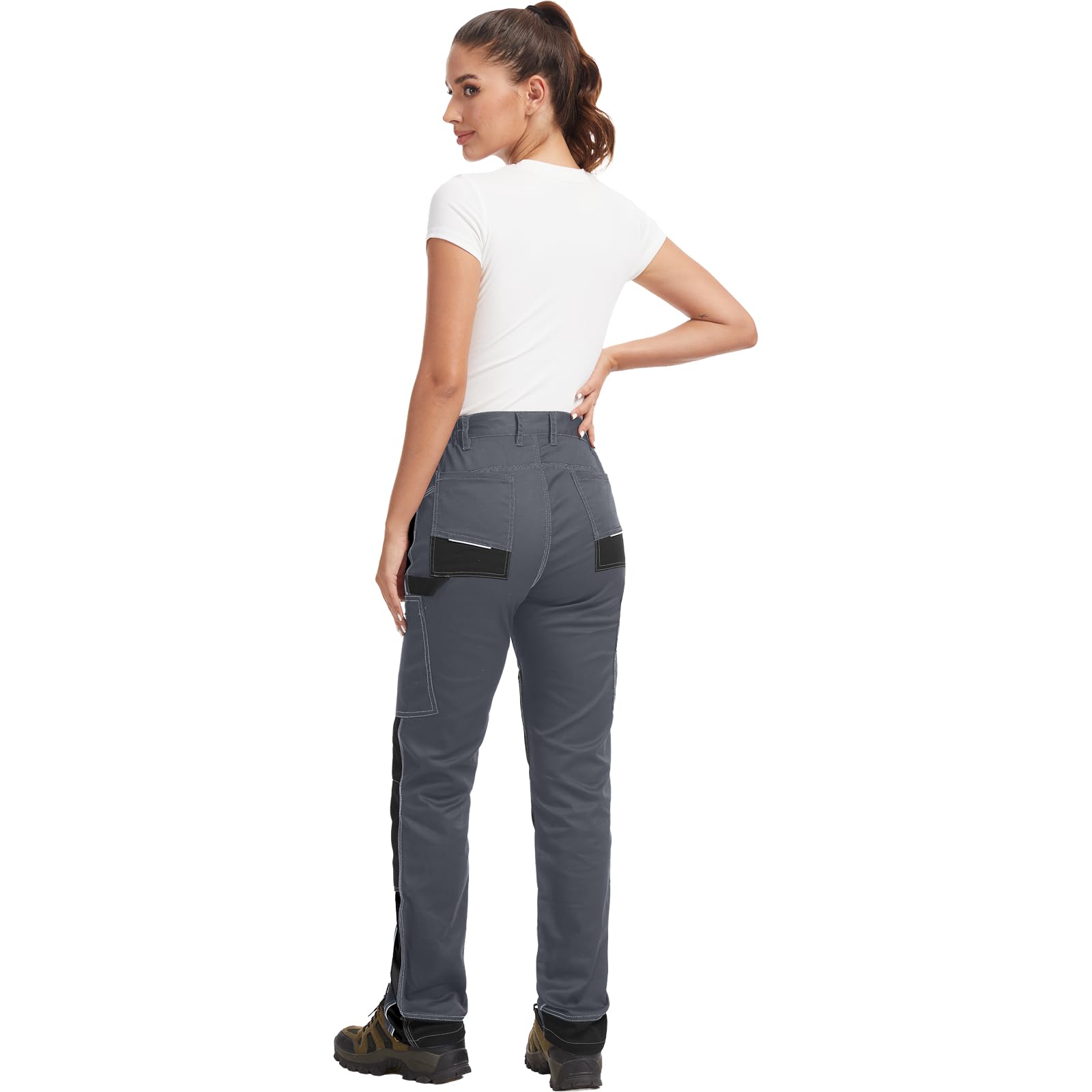 WORK IDEA Damen Arbeitshose mit Mehreren Funktionaltaschen, elastisch und leicht, Geeignet für Verschiedene Arbeitsbereiche – z. B. Handwerk, Baugewerbe – sowie weitere Arbeitsumgebungen