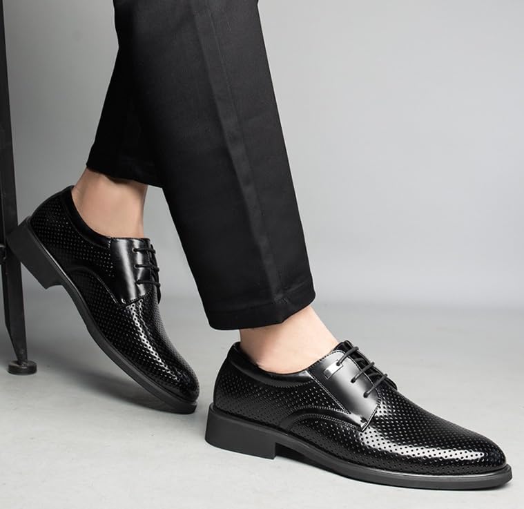 Mens Formal Oxfords Lace Up Non Slip Casual Business Work Formal Shoes Handmade Brogue Oxford Shoes Wingtip Dress Shoes(10)3