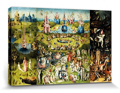 1art1 El Bosco Póster Impresión En Lienzo El Jardín De Las Delicias, 1500 Cuadro En Bastidor De Camilla De Madera | Mural XXL | Imagen 120x80 cm