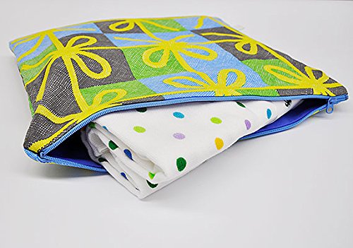 Katoman H2534 Hana Checkered Hizuna Pouch, Happy Blue, L Size