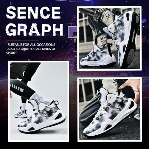 Image of Men's Basketball Shoes Fashionable Breathable Anti Slip Sports Shoes Outdoor Running Fitness Training Shoes