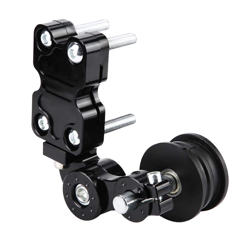Qiilu tendeur de Chaine Moto Gold Tendeur de Chaîne en Aluminium pour Moto Boulon de Réglage Automatique sur L'outil de Rouleau Tendeur de Chaîne de Vélo Noir (Noir)