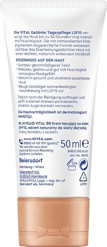 NIVEA Vital BB krem tonujący – mineralne pigmenty + nawilżenie przez 24h – SPF 15, 50 ml