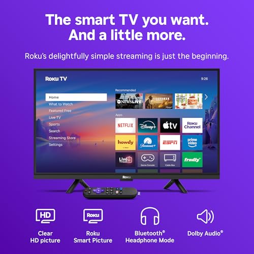 Image of Roku Smart TV 2026 - 24-Inch Select Series, 720p HD TV - Roku TV with Voice Remote - Flat Screen LED Television with Wi-Fi for Streaming Live Local News, Sports, & Movies - Bluetooth Headphone Mode