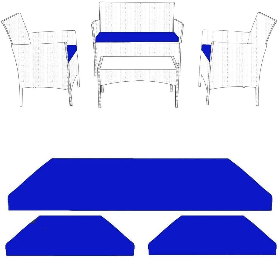 SLUMBER HOME 3-Piece Rattan Cushion Cover Set Water-Resistant Polyester Fits 1 Sofa & 2 Chairs Outdoor Furniture Protection Easy Clean Durable Perfect for Summer Relaxation COVER ONLY (Royal Blue)