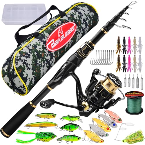Fishing Rod and Reel Combo - 6.9ft Carbon Fiber Telescopic Fishing Pole with 2000 Spinning Reel Combos - Sea Saltwater Freshwater Ice Bass Fishing Tackle Set Fishing Rods Kit