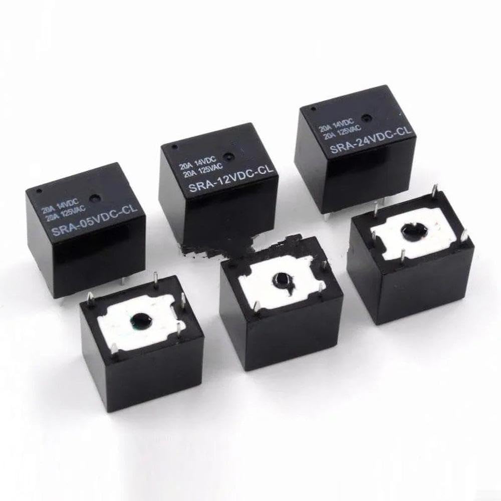 100 Uds 5V 12V 24V 20A Relé De Potencia CC SRA-05VDC-CL SRA-12VDC-CL SRA-24VDC-CL 5Pin Relé De Automóvil Negro piezas de repuesto(24V)