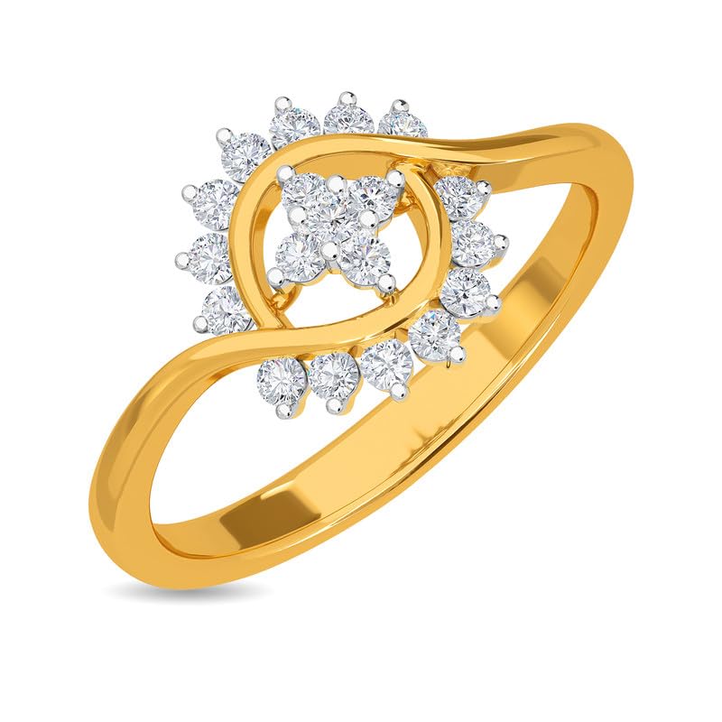 Image of KISNA 14k / 18k Real Gold & Diamond Ring | Diwali, Rakhi Rakshabandhan Gift for Sister /Bhabhi /Women | With Certificate of Authenticity & BIS-Hallmarked Gold Jewellery | Sheree Ring