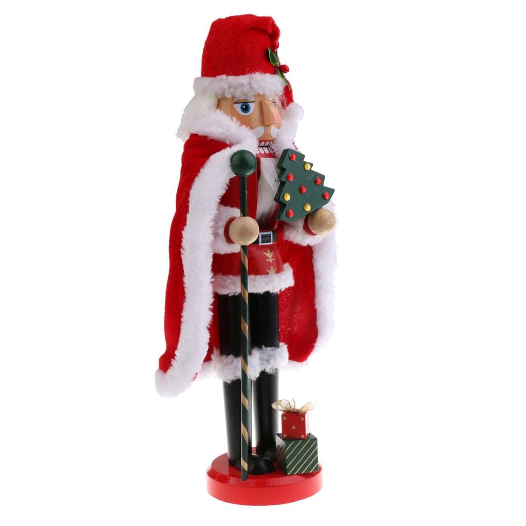 Nussknacker Koch Holzfigur Nussknacker Spielzeug Handbemalt Dekofigur Weihnachtsornament Aus Holz mit Tablett für Wohnzimmer Kinderzimmer Geschenk, Weihnachtsmann