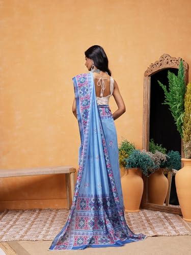 Image of Amazon Brand - Anarva Pattu Art Silk Woven Ready To Wear Saree Pink