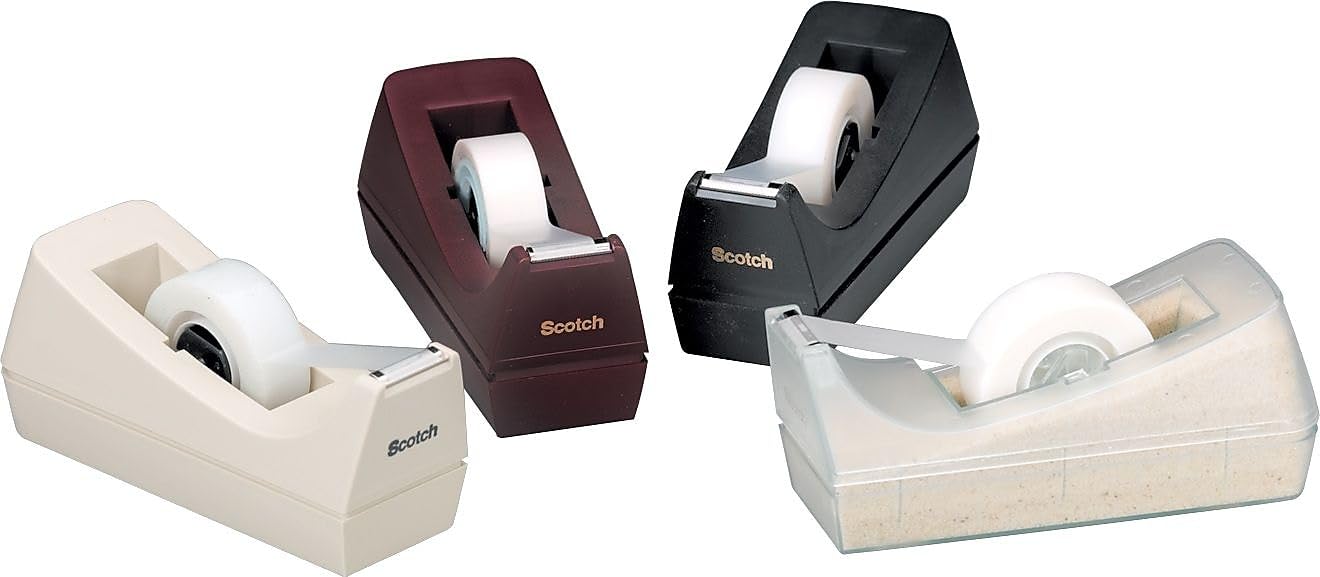 Scotch Dispensador de cinta clásico, negro, núcleo de 1 pulgada, 12 unidades