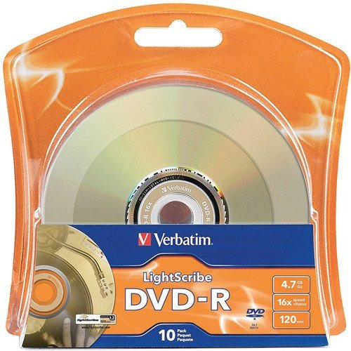 Verbatim 16x DVD-R LightScribe Blank Media, 4.7GB/120min - 10 Pack (96939)