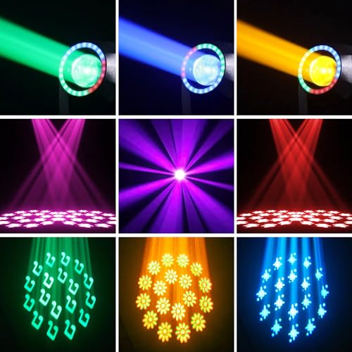 ZKYMZL 18 Prismen Moving Head Lights 120W LED Bühnenscheinwerfer mit LED Bead Loop Bar 10 Gobos 8 Farben 16 Kanäle LED Strobe Lights DMX512 Steuerung für Disco KTV Club Party Hochzeit