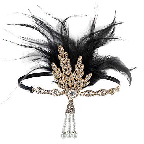 Xuhan 1920s Flapper Costume Accessories Set for Women Headband Earrings Necklace Gloves Cigarette Holder (a03)