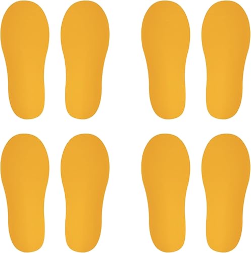 PATIKIL Adhesivo de huellas de 11 x 4.3 pulgadas, 4 pares de PVC para zapatos grandes, para decoración de clase, guía de escaleras, color amarillo