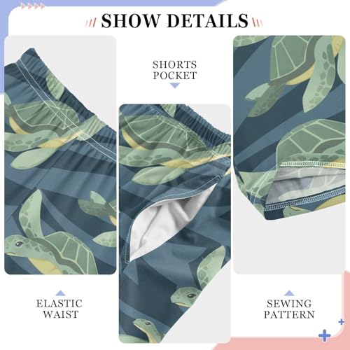 Boys' Pants Big Green Sea Turtle Ocean Long Bottoms Jogger Pants Elastic Waist Trousers with Pockets S-XL4