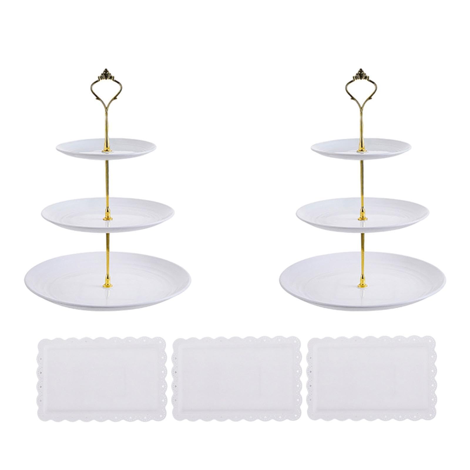 perfk 2 Soportes para Cupcakes 3 Niveles, postres con 3 bandejas, Adornos Decorativos, Elegantes expositores para Fiestas y Celebraciones, Style D