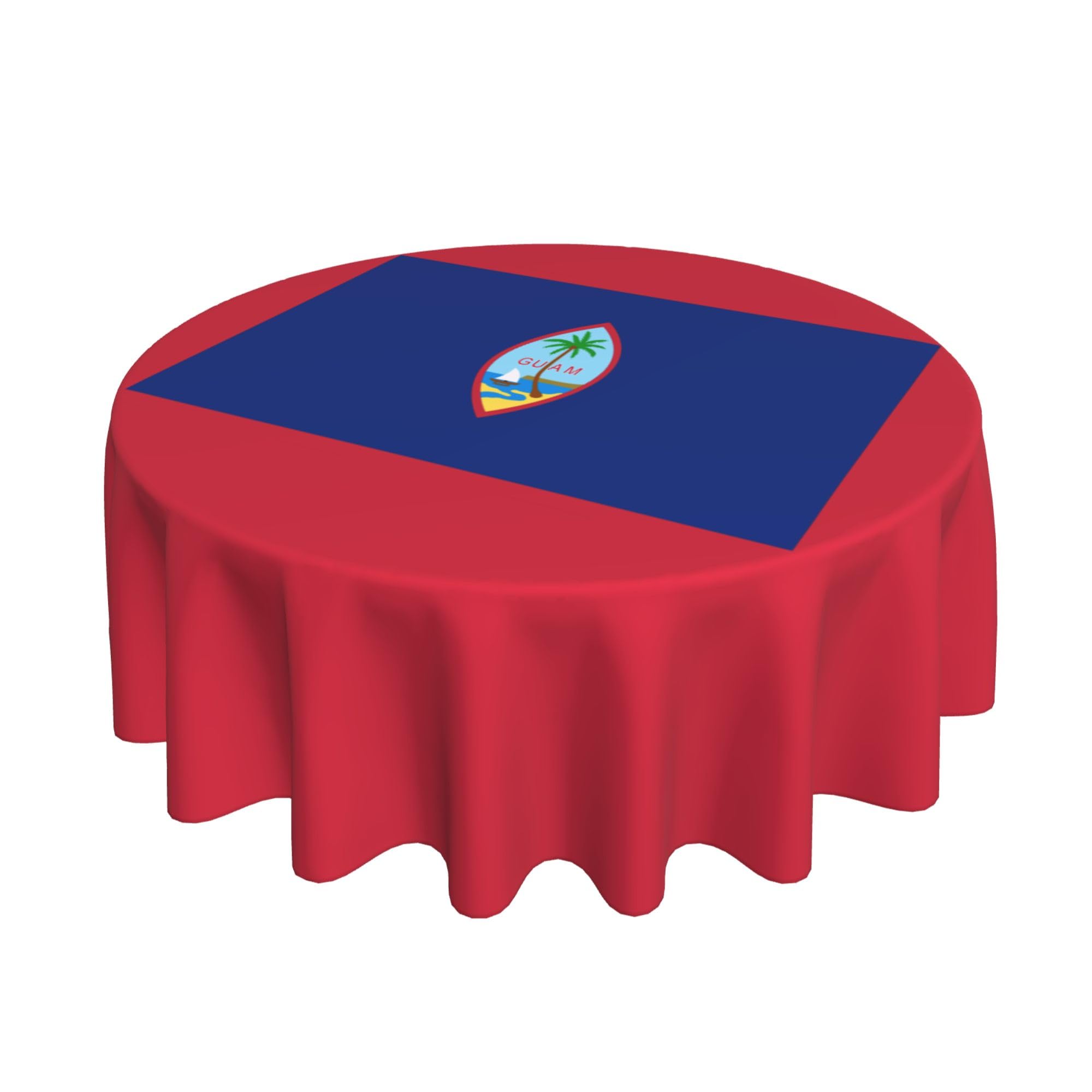 HLBSDM Flag of Guam 60" Restaurant Circle Decor Tablecloth Festive Table Cover Round Art Desk Cloth