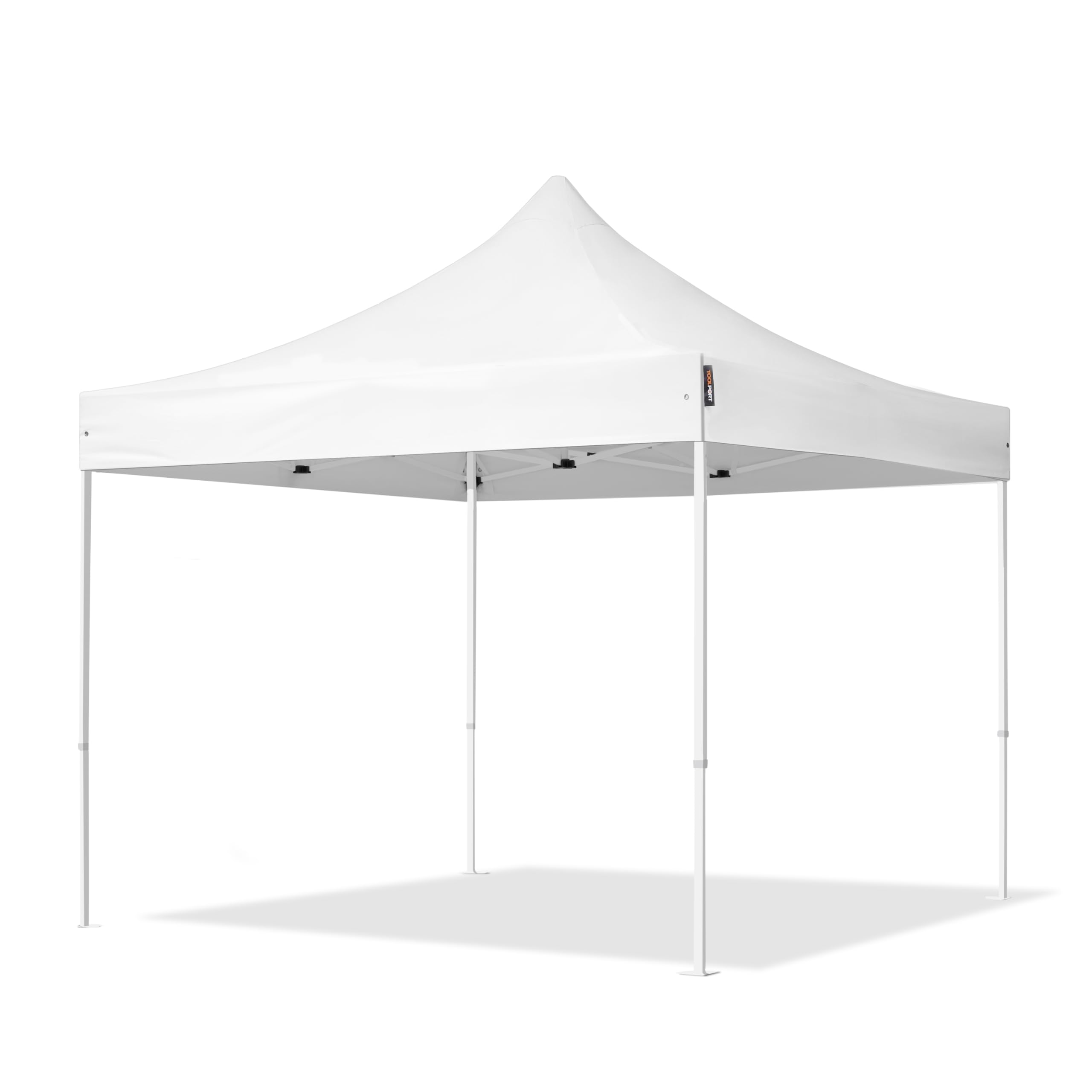 TOOLPORT Faltpavillon 3x3 m, Stahlgestänge, Weiß, ohne Seitenteile