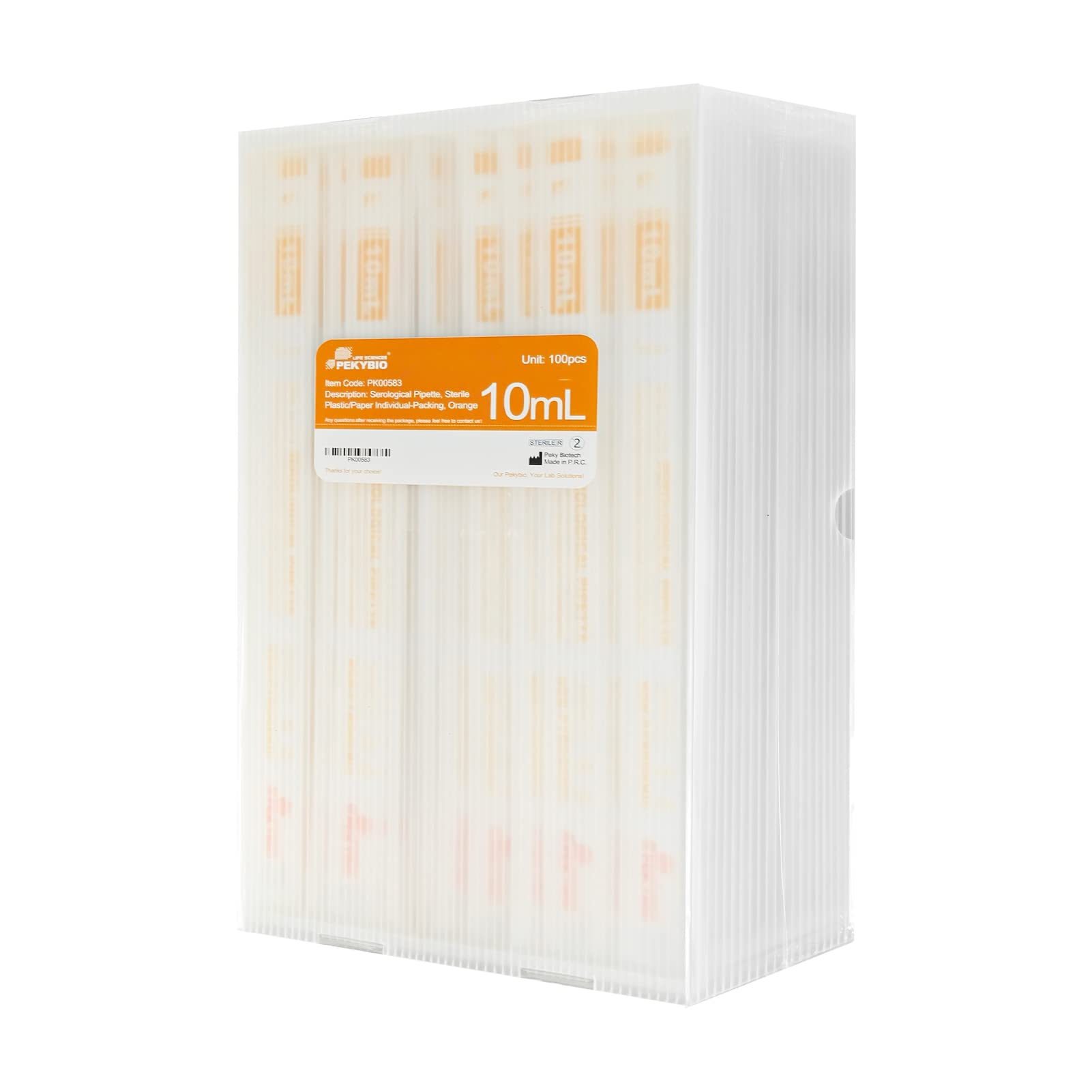 PEKYBIO Pipetas serológicas de poliestireno envueltas individualmente, de plástico estéril, 10 ml, paquete de 100